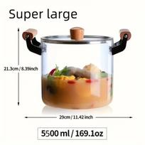 Stiklinis puodas su medine rankena, 1 2,5 l stiklinis puodas su medine rankena