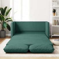 Grindų sofa-lova, 2-1, tamsiai žalia, 112x174x55cm, audinys