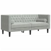 Dvivietė chesterfield sofa su pagalvėlėmis, pilka, aksomas