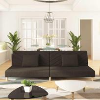 Dvivietė sofa-lova dvejomis pagalvėmis, rudos spalvos, audinys