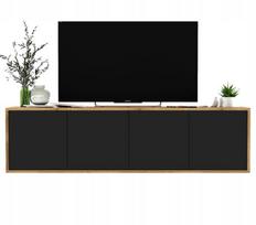 Pakabinama TV Spintelė Meble Lindner Loft Ąžuolas Wotan Juoda Matinė 150 cm, 150 x 39 x 35