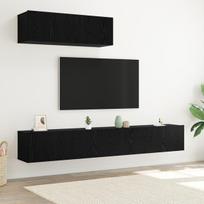 vidaXL TV spintelių komplektas 3 pcs Juodas ąžuolas Apdirbta mediena