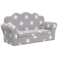 Vaikiška dvivietė sofa-lova, pilka, pliušas, su žvaigždėmis CFE79989