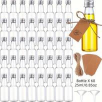 Mini gėrimų ir padažų buteliukai, 60vnt Sidabrinis dangtelis