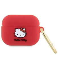 „Hello Kitty“ „Apple Airpods Pro“ silikoninis 3D kačiuko galvutės dėklas, raudonas