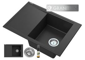 Granito kriauklė su nusausintuvu, Granitan Lepe, juoda