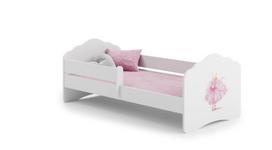 Vaikiška lova Fala su čiužiniu ir barjerine apsauga 164 cm x 85 cm x 63 cm, princesė