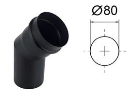 Juodas kamino 45° nukreipiklis su silikonine tarpine granuliniam šildymui. D-80 mm