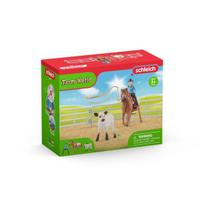 Raitelė ant žirgo su veršiuku Farm World Schleich