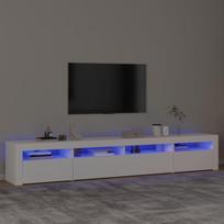 Televizoriaus spintelė su led apšvietimu, balta, 240 x 35 x 40 cm