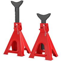 HOMCOM Atraminiai stovai automobiliui, 2 vnt., 6 tonų keliamoji galia, su 2 saugos kaiščiais, 13 padėčių reguliuojamas aukštis nuo 375 mm iki 592 mm, skirti dirbtuvėms/garažui, raudoni, Raudona