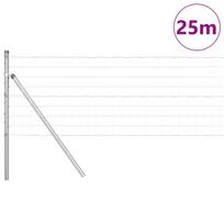 vidaXL Tvora su stulpais Sidabro 0,4 x 25 m Plienas ir PVC
