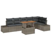 vidaXL Sodo Sofų Rinkinys su saugykla 7 pcs Pilka Poli ratanas