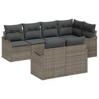 vidaXL Sodo Sofų Rinkinys su saugykla 7 pcs Pilka Poli ratanas