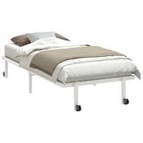 vienvietė lova，suaugusiųjų lova,Lovos rėmas be čiužinio Sulankstomas baltas 90x190 cm Plieninis CFE6750693