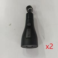 2 vnt. virtuvės čiaupo pailgintuvas su apsauga nuo taškymosi - 360° pasukamas, 3 režimai, žalvaris ir ABS, juodas/sidabrinis ,  2 Juoda