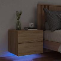 Prie sienos montuojama naktinė spintelė su led, ąžuolo