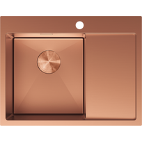 Mexen Exar plieninė vienos kameros kriauklė su nutekėjimu, kairė 620 x 480 mm, varis - 6431621005L-65