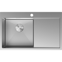 Mexen Exar plieninė vienos kameros kriauklė su nutekamuoju paviršiumi, kairė, 780 x 480 mm, inox - 6433781010L-01