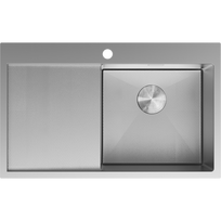 Mexen Exar plieninė vienos kameros kriauklė su nutekėjimo plokšte, dešinė 780 x 480 mm, inox HC - 6434781010P-01HC