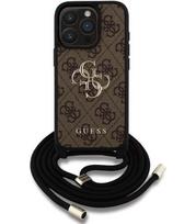 Rudas dėklas Apple iPhone 15 Pro Max telefonui "Guess PU 4G Metal Logo Crossbody Strap Case"