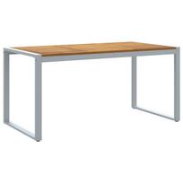 Lauko valgio stalas Pilkas 160x80x75 cm Plienas ir Kietos Akacijos medienos