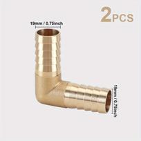 Žalvarinė 90° kampinė žarnos jungtis 19mm, 2 vnt., Nuo 19 mm iki 19 mm