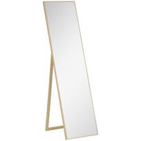 HOMCOM Stovintis veidrodis su medžio tekstūra Veidrodis per visą ilgį, Tualetinis veidrodis, Makiažo veidrodis, Sidabrinis+šviesiai rudas, 40 x 35 x 147 cm