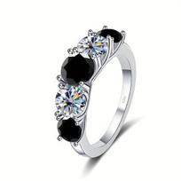 Sterlingo sidabro moisanito žiedas, Juoda -3.6CT