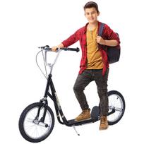 HOMCOM Miesto paspirtukas vaikams ir suaugusiems su pneumatinėmis padangomis Kick scooter - juodas