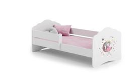 Vaikiška lova Fala su čiužiniu ir barjerine apsauga 144 cm x 78 cm x 65 cm, princesė su mėnuliu