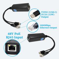 2.5g Poe Splitter Type-c 5v/3a, 48v Poe į Usb-c 5v/3a