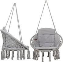Sodo pakabinamas fotelis pilkas 84 cm x 84 cm pagalvių ir pagalvėlių rinkinys