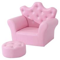 HOMCOM Mergaičių fotelis Minkšta sofa Krištoliniai mygtukai Taburetė Rožinė Jauki nuo 3 metų 58x40.5x49cm