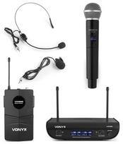 Vonyx WM82C skaitmeninis UHF 2 kanalų belaidžio mikrofono rinkinys su rankiniu ir korpusu, WM82C
