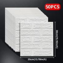 3D plytų putplasčio sienų lipdukai,  Baltas