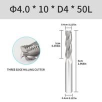 Trijų ašmenų frezavimo antgalis 4mm x 50mm volframo plieno, 4*D4*50L