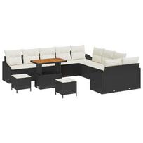 vidaXL Sodo Sofų Rinkinys su pagalve 13 pcs Juoda Poli ratanas