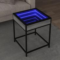 Kavos staliukas su infinity led lemputėmis, pilkas, 40x40x51cm