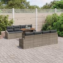 vidaXL Sodo Sofų Rinkinys su saugykla 9 pcs Pilka Poli ratanas