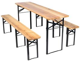 Plieninio ir medinio stalo komplektas + 2 suolai 170 cm