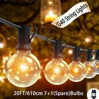 LED lauko girliandų lemputės G40, 20FT/6,1m 7+1(Atsarginės)Lemputės
