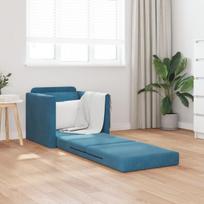 Grindinė Sofa Lova 2-in-1 Mėlyna 74x77x81 cm Aksominė