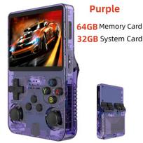 Žaidimų konsolė R36S retro delninė vaizdo žaidimų konsolė 3,5 colio IPS ekrano grotuvas Kid nešiojamas kišeninis vaizdo grotuvas 64GB 10 000 ir daugiau žaidimų Linux sistema, Violetinė 64G