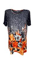 Marškinėliai moterims Kinga, mėlyni/oranžiniai, XL/XXL
