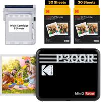 Kodak Mini 3 Retro Nešiojamas Nuotraukų Spausdintuvas, 7.6x7.6cm, Juodas