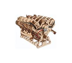 Ugears - 3D medinė mechaninė dėlionė V8 variklis