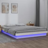 Lovos rėmas su led, baltas, 180x200cm, mediena, itin didelis