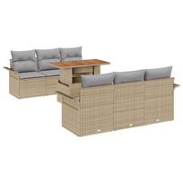 vidaXL Sodo Sofų Rinkinys 7 pcs smėlio ir šviesiai pilkos spalvos