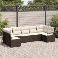 vidaXL Sofos komplektas su pagalve 7 pcs Ruda poliratanas